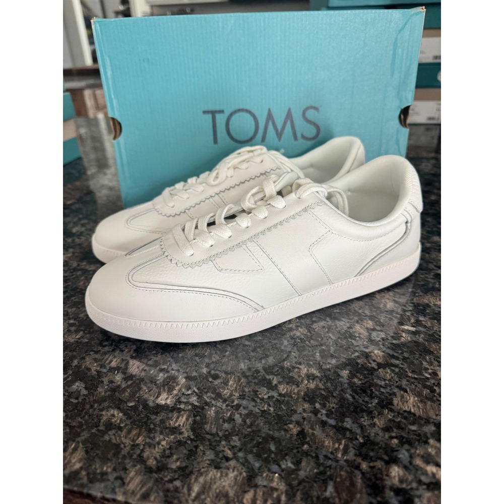 Toms Collins White Leather Snake Embossed Women Sneakers 10022168 Size 9.5